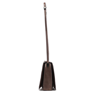 Brown Calfskin Leather Flap Crossbody Bag