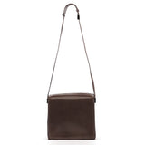 Brown Calfskin Leather Flap Crossbody Bag