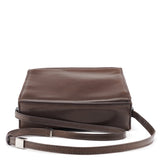 Brown Calfskin Leather Flap Crossbody Bag