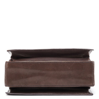 Brown Calfskin Leather Flap Crossbody Bag