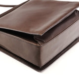 Brown Calfskin Leather Flap Crossbody Bag