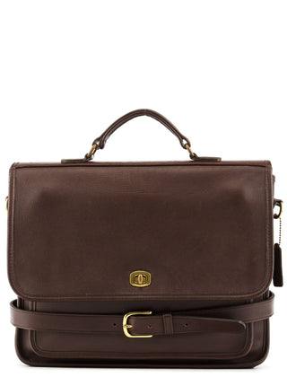 5181 Brown Leather Colebrooke Turnlock Briefcase Bag