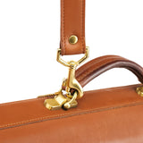 5353 Light Brown Leather Lock 2-Way Briefcase Bag
