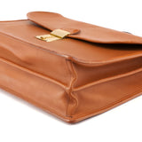5353 Light Brown Leather Lock 2-Way Briefcase Bag