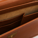 5353 Light Brown Leather Lock 2-Way Briefcase Bag