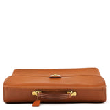 5353 Light Brown Leather Lock 2-Way Briefcase Bag