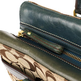 11063 Sac cabas Turnlock en toile Signature beige et bleu canard
