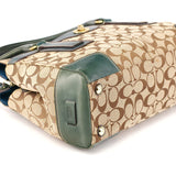 11063 Sac cabas Turnlock en toile Signature beige et bleu canard