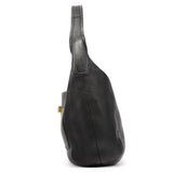 F11613 Sac porté épaule Turnlock en cuir grainé noir