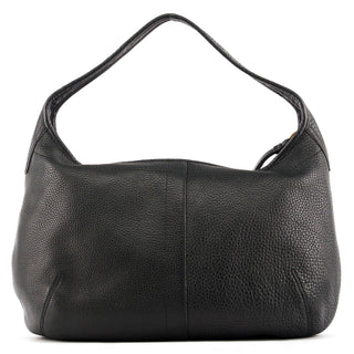 F11613 Black Pebbled Leather Turnlock Shoulder Bag