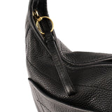 F11613 Sac porté épaule Turnlock en cuir grainé noir
