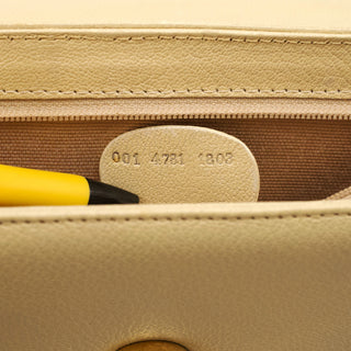 001 4781 Beige Leather Flap Shoulder Bag