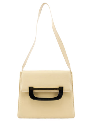 001 4781 Beige Leather Flap Shoulder Bag