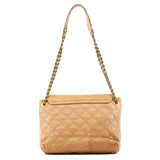 Tan Quilted Leather Flap Shoulder Bag