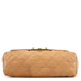 Tan Quilted Leather Flap Shoulder Bag