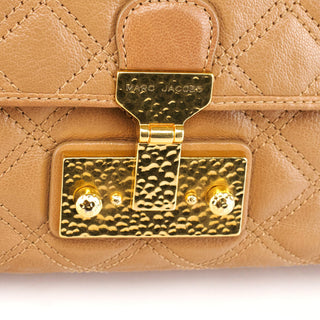 Tan Quilted Leather Flap Shoulder Bag