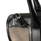 000 0855 Beige Black Canvas Patent Leather Tote Bag