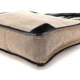 000 0855 Beige Black Canvas Patent Leather Tote Bag