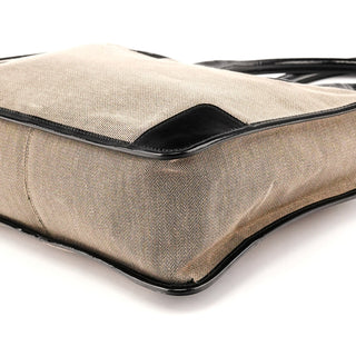 000 0855 Beige Black Canvas Patent Leather Tote Bag