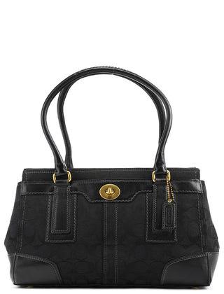 11062 Black Signature Turnlock Tote Bag