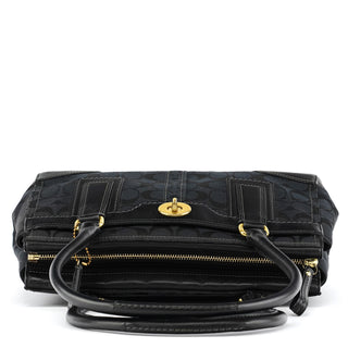 11062 Black Signature Turnlock Tote Bag