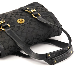 11061 Black Signature Turnlock Flap Tote Bag