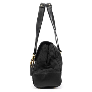 11061 Black Signature Turnlock Flap Tote Bag