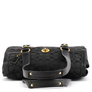11061 Black Signature Turnlock Flap Tote Bag
