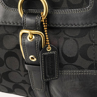 11061 Black Signature Turnlock Flap Tote Bag