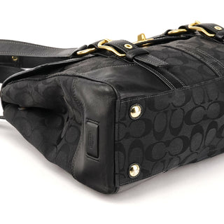 11061 Black Signature Turnlock Flap Tote Bag