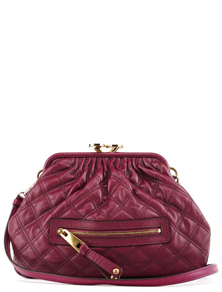 Purple Quilted Leather Stam Crossbody Bag