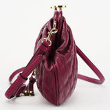 Purple Quilted Leather Stam Crossbody Bag