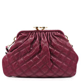 Purple Quilted Leather Stam Crossbody Bag