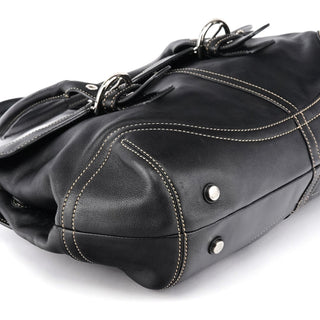 9636 Black Leather Soho Flap Tote Bag