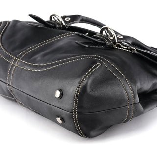 9636 Black Leather Soho Flap Tote Bag