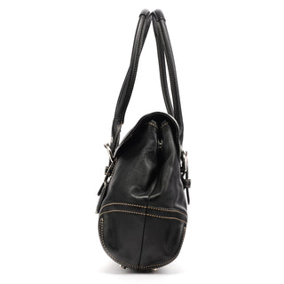 9636 Black Leather Soho Flap Tote Bag