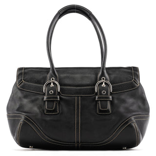 9636 Black Leather Soho Flap Tote Bag