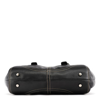 9636 Black Leather Soho Flap Tote Bag