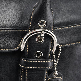 9636 Black Leather Soho Flap Tote Bag