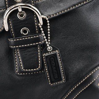 9636 Black Leather Soho Flap Tote Bag