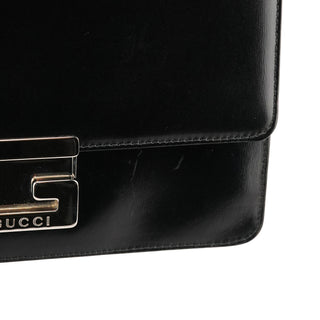 Black Leather Square G Shoulder Bag