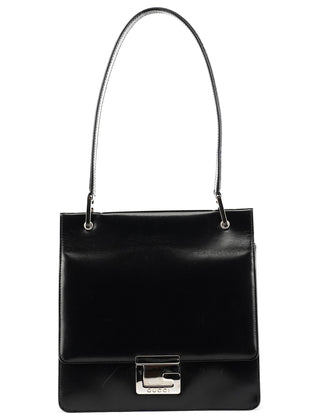 Black Leather Square G Shoulder Bag