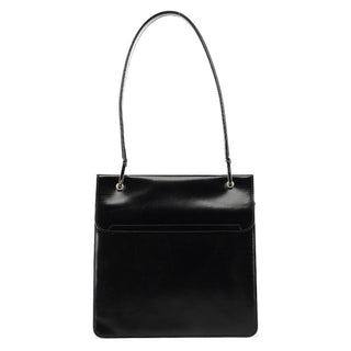 Black Leather Square G Shoulder Bag