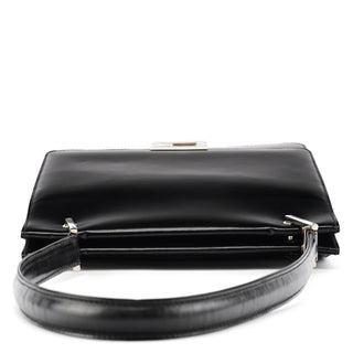 Black Leather Square G Shoulder Bag