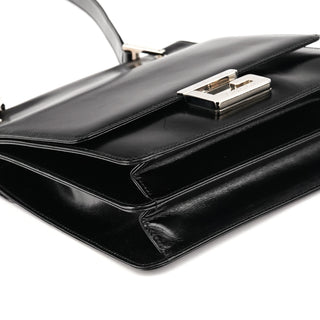 Black Leather Square G Shoulder Bag