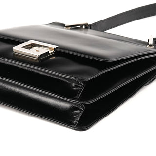 Black Leather Square G Shoulder Bag