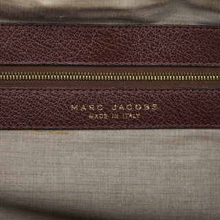 Tan Burgundy Quilted Leather Bowling Bag