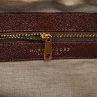 Tan Burgundy Quilted Leather Bowling Bag