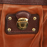Tan Burgundy Quilted Leather Bowling Bag