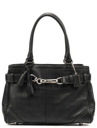 F08A70 Black Leather Hamptons Tote Bag